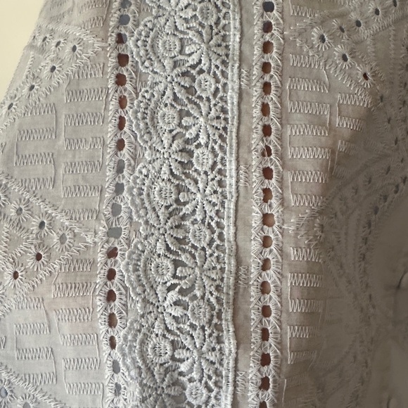 ADIVA | Light Blue Eyelet Cotton Button-Up Blouse - Picture 12 of 16